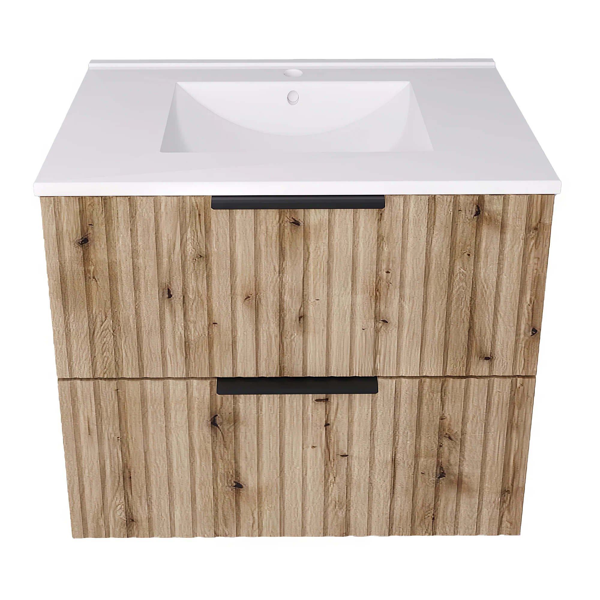 Wastafelonderkast met wastafel Veppenssan eikenkleurig en wit [en.casa] - Image 3