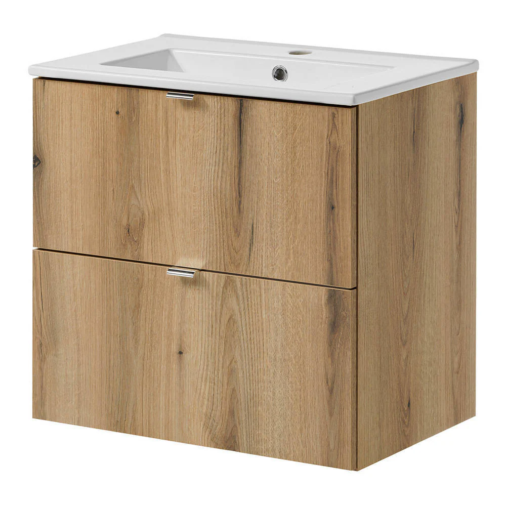 Wastafelonderkast met wastafel Newport eikenkleurig en wit [en.casa] - Image 4