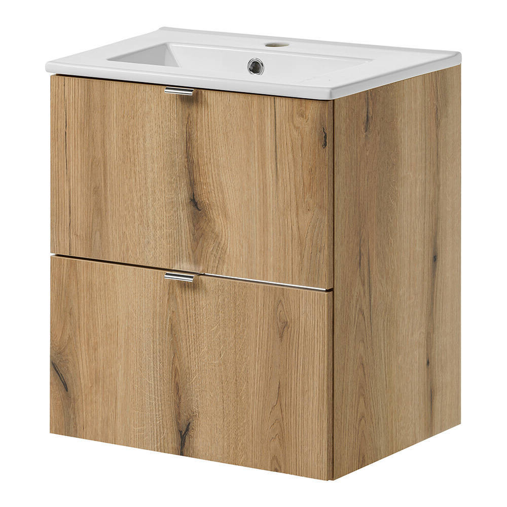 Wastafelonderkast met wastafel Newport eikenkleurig en wit [en.casa] - Image 5