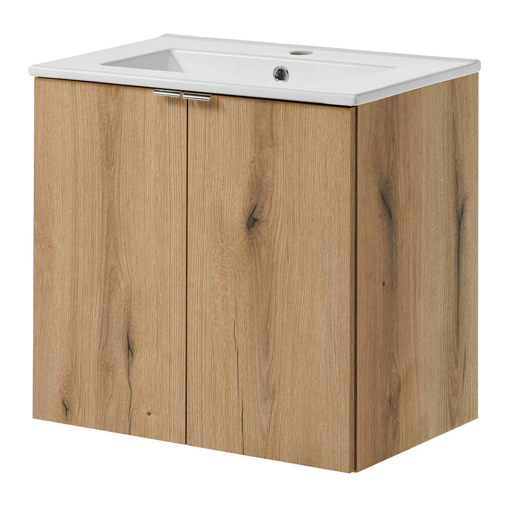 Wastafelonderkast Newport met wastafel eikenkleurig en wit [en.casa] - Image 3