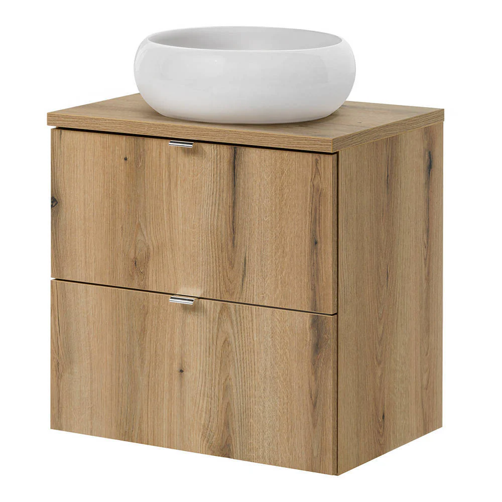 Wastafelonderkast Newport met 2 lades en wastafel 71x60x40 cm [en.casa]