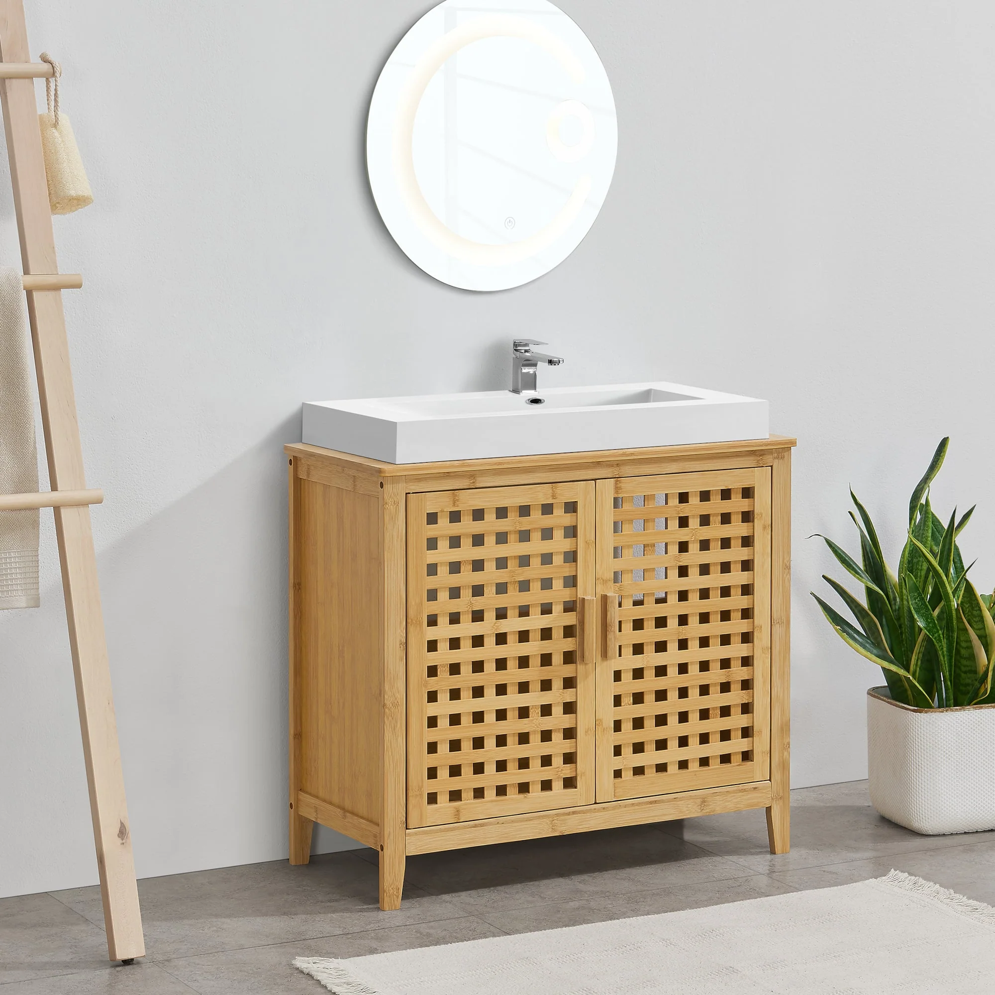 [en.casa] Wastafelonderkast Ingmarsö bamboe 60x67x30 cm houtkleurig - Image 2