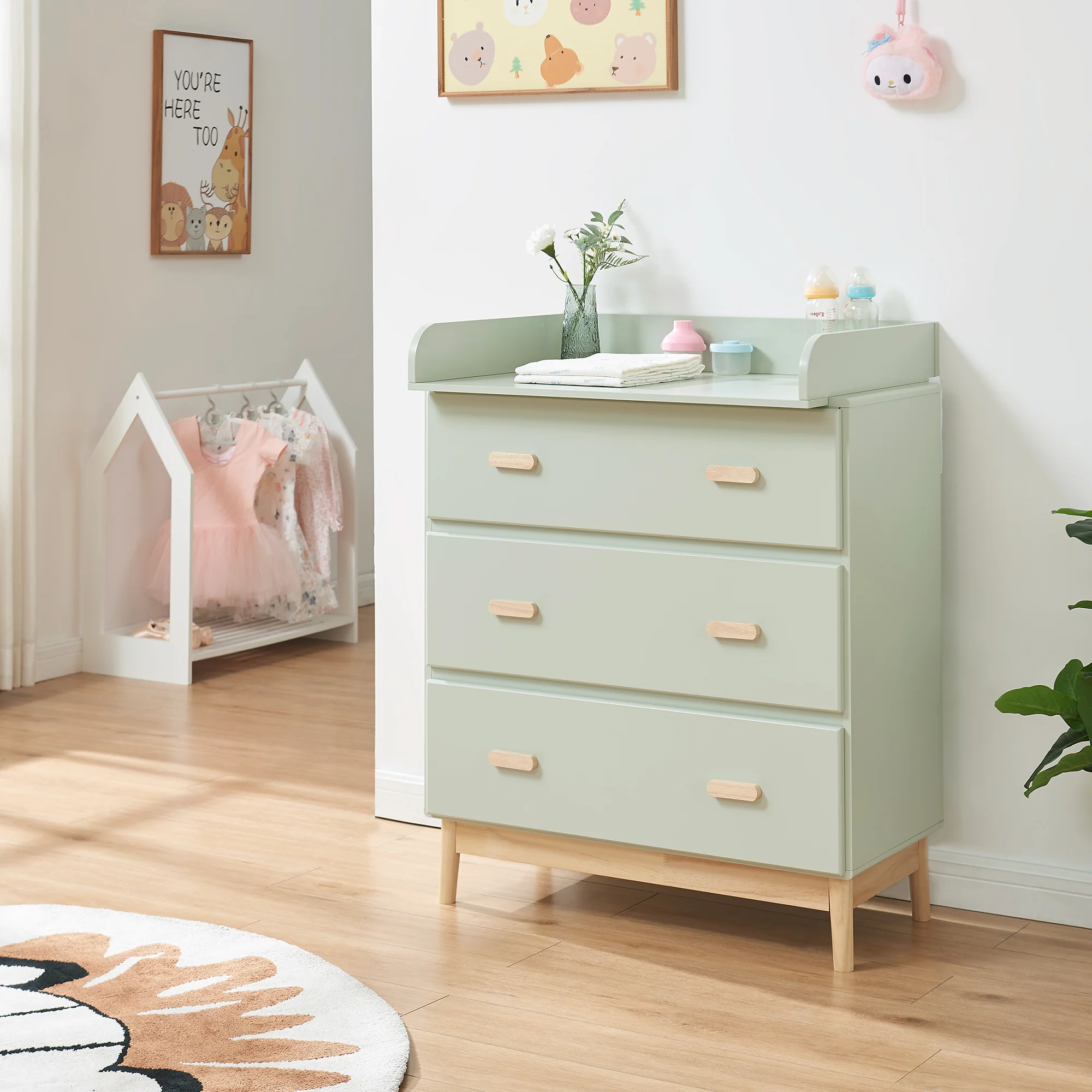 Luiercommode Sarievn met verschoonunit 100x80x53 cm [en.casa] - Image 2
