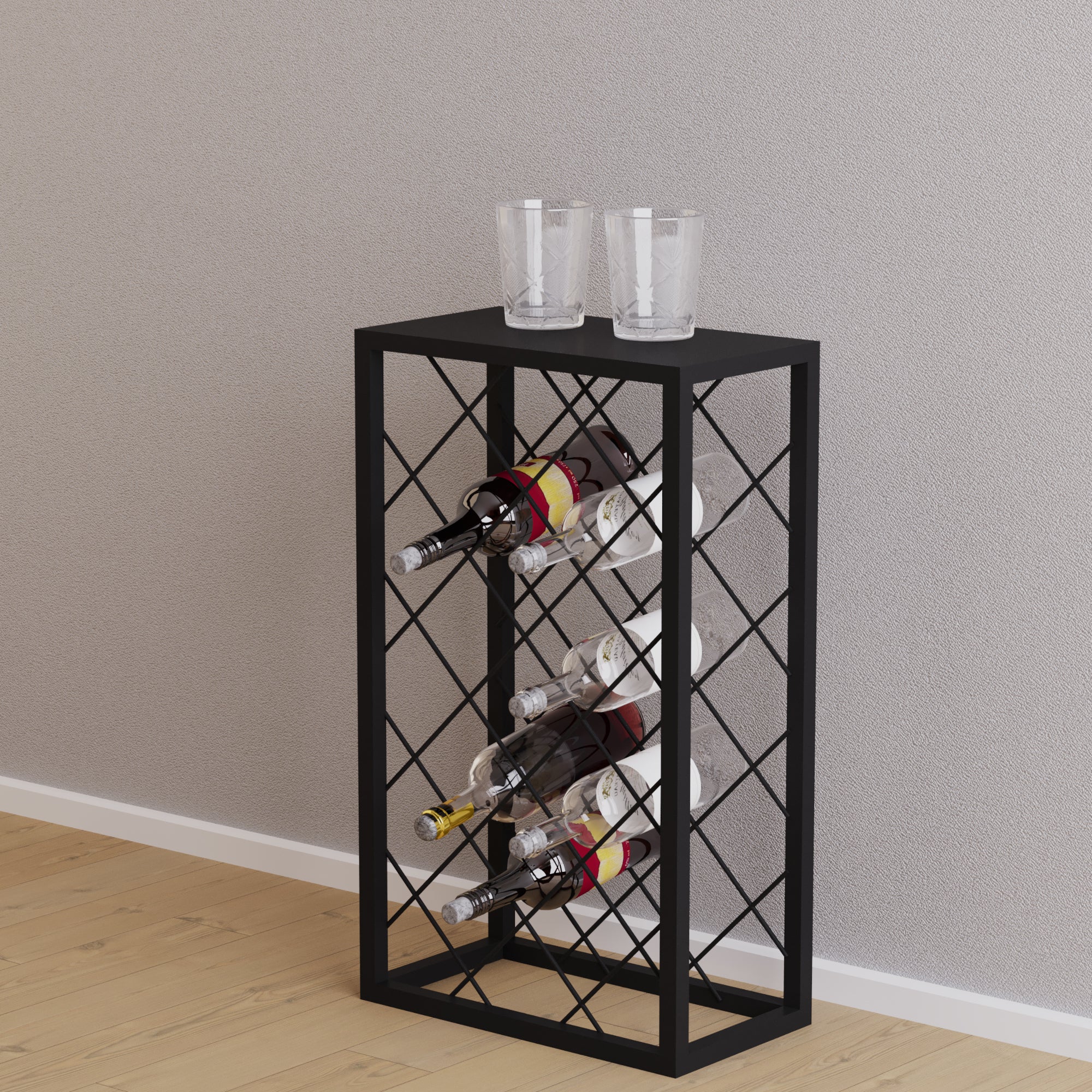 [en.casa] Wijnrek Amasia 68x40x22 cm zwart