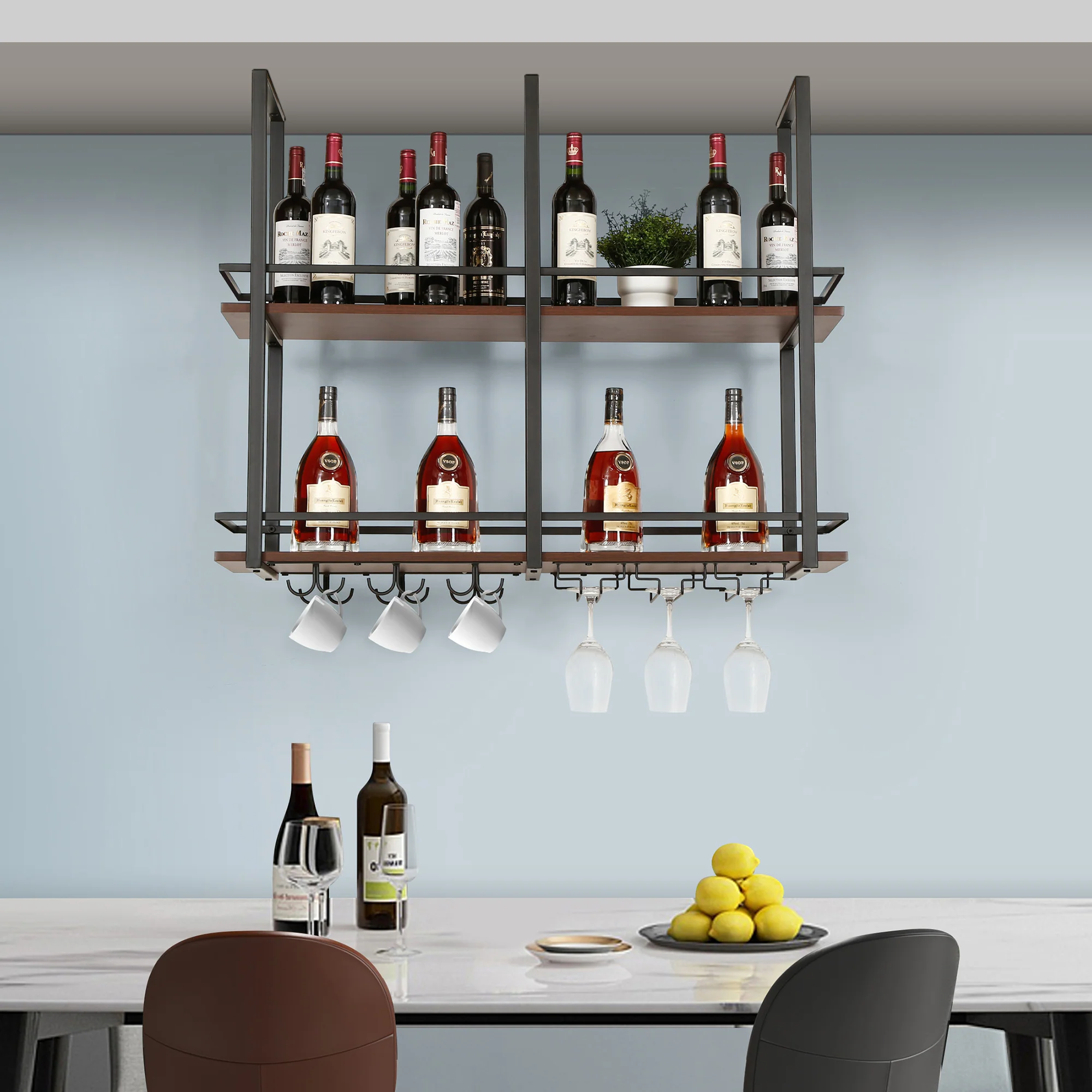 Wijnrek Hubro zwart en walnootkleurig [en.casa] - Image 3