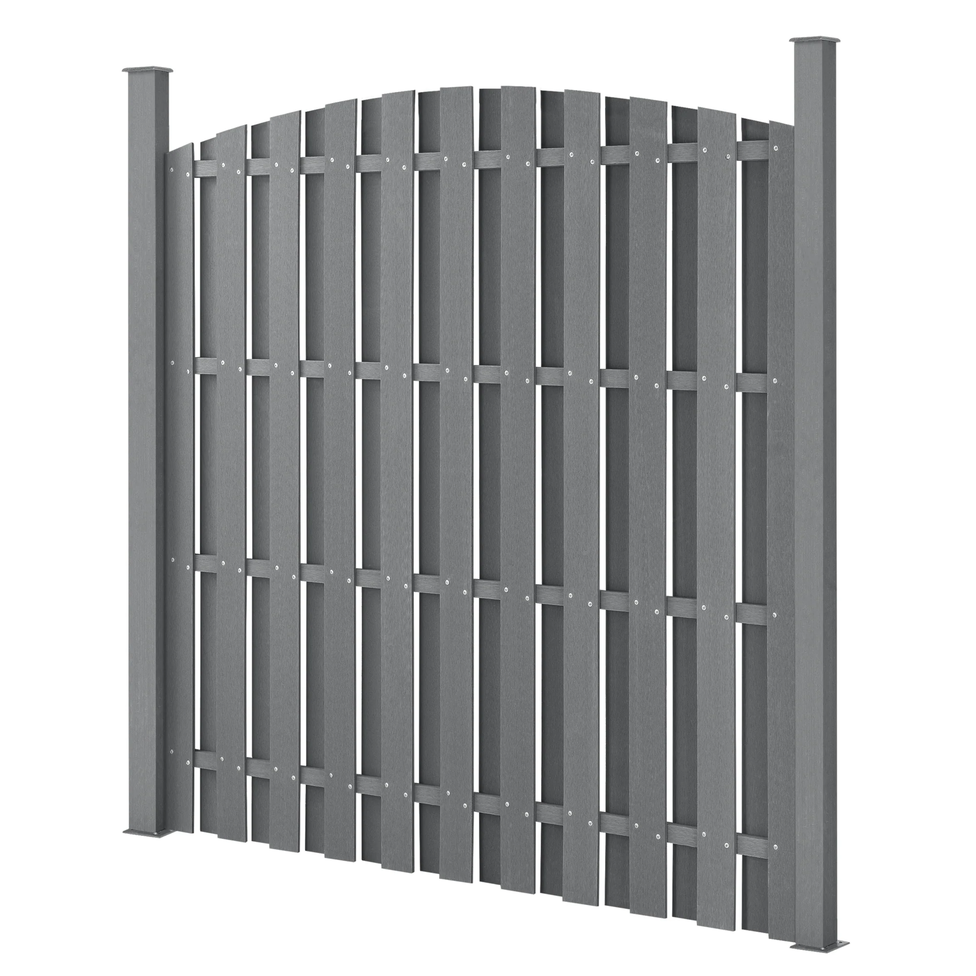 HKC schutting met palen gebogen design - verschillende kleuren