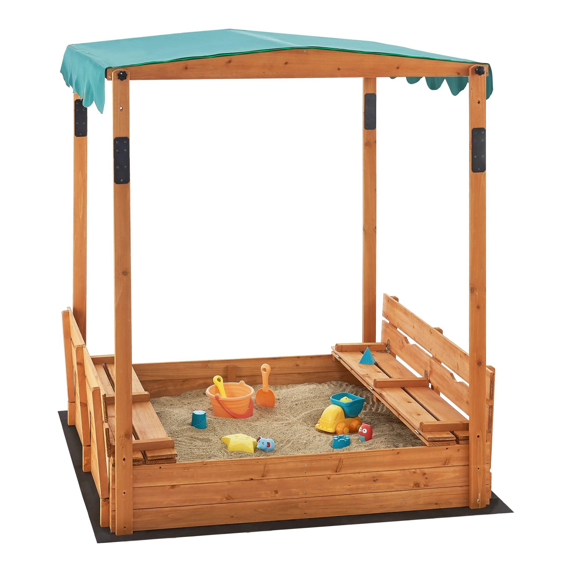 Zandbak Pitsunda met banken en luifel 145x118x118 cm [en.casa]