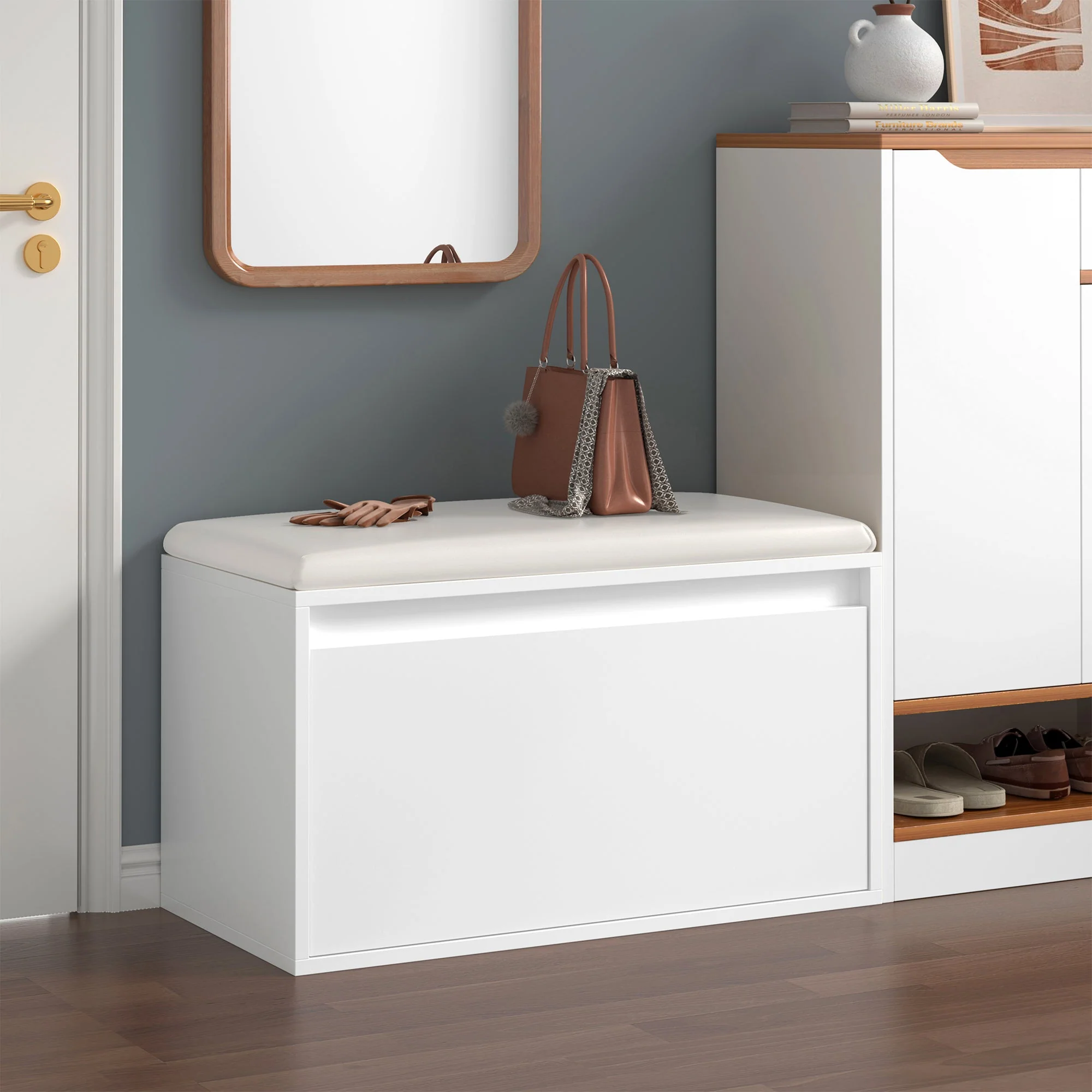 Opbergbank Degerfors schoenenkast met lade 80x39x45 cm [en.casa] - Image 6