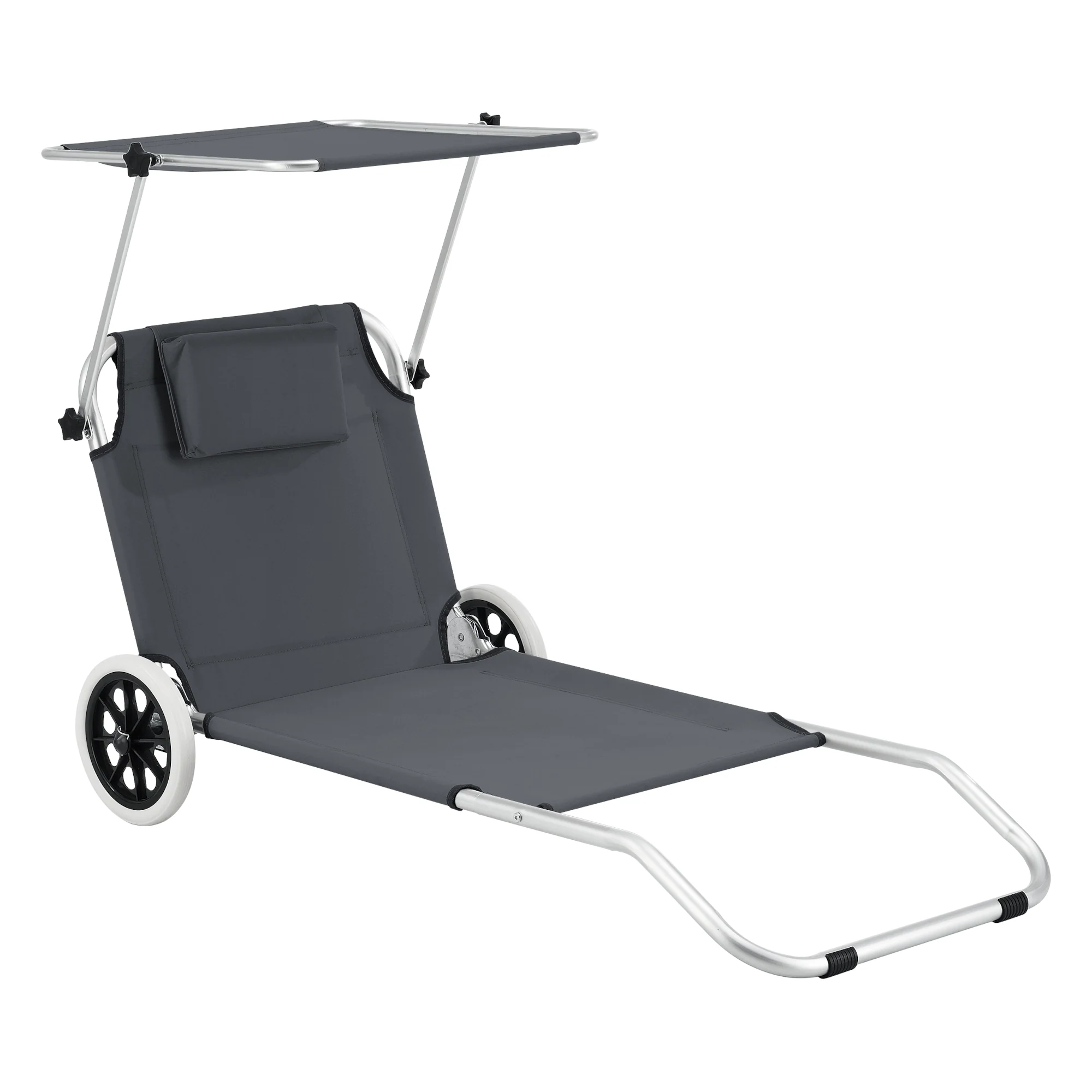 Ligbed Lazkano inklapbaar met luifel en wielen 150x62x14 cm - 2 kleuren - Image 2