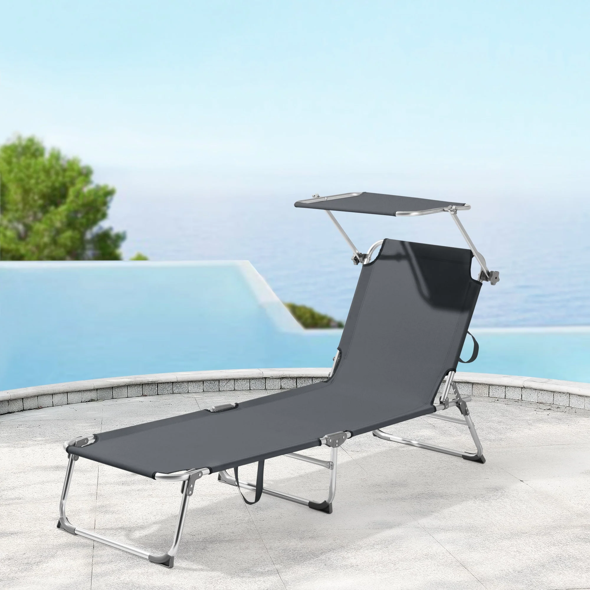 Ligbed met luifel Legorreta 189x57x28 cm tot 115 kg [en.casa] - Image 5