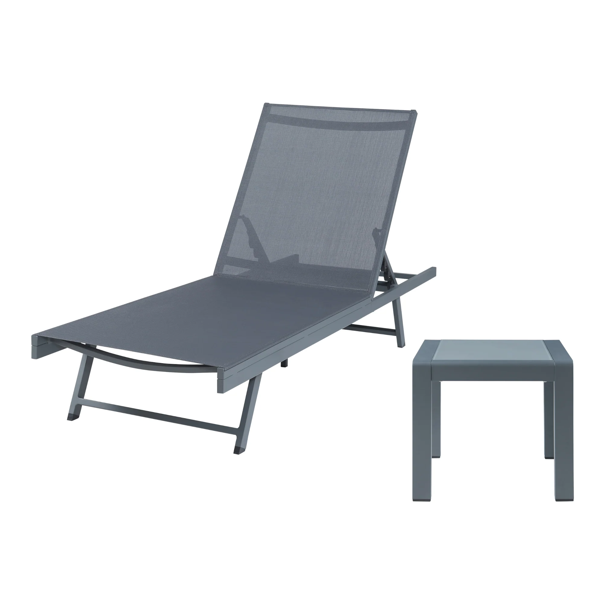 Ligbed Baragiano met tuintafel 2-delig set antraciet en donkergrijs casa.pro