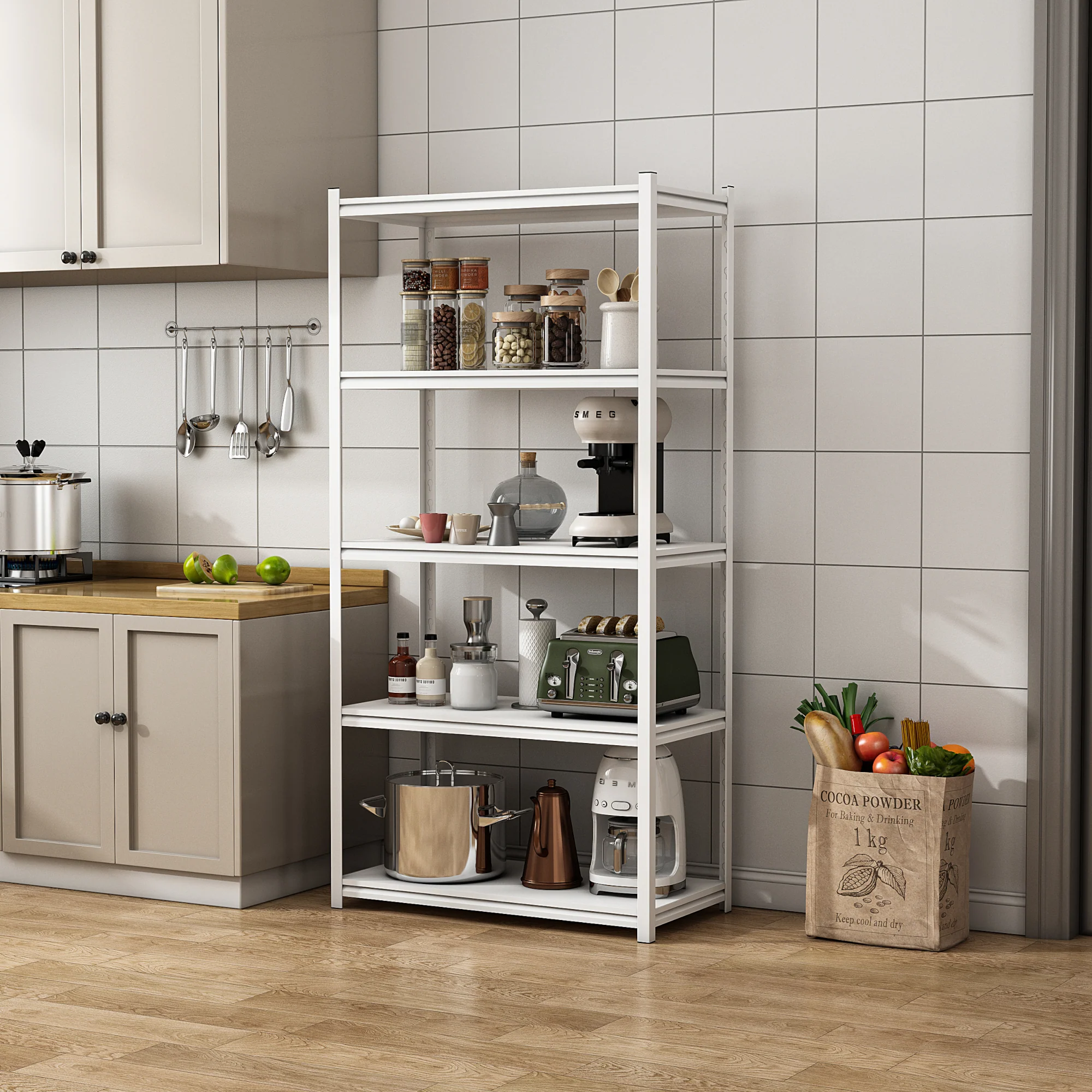 [en.casa] Keukenkast Austrheim open kast 183x90x40 cm - 2 varianten - Image 2